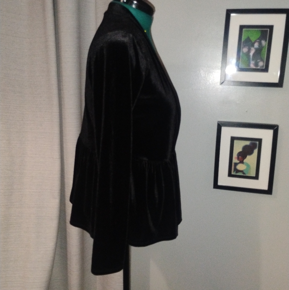 Modcloth Luxe The Part Soft Draped Black Velvet Blazer Sz M - Picture 10 of 16